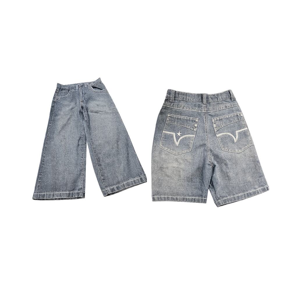 Raider Jeans Jorts Mens 38 Blue Denim Baggy Long Jean Shorts Y2K Skater